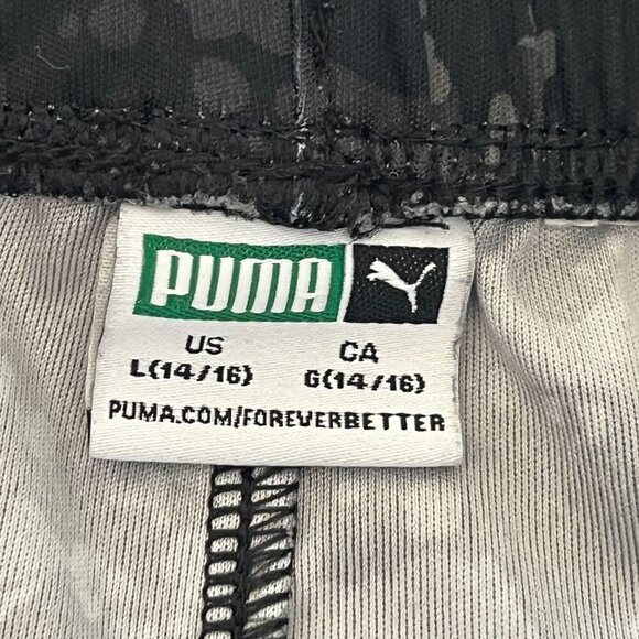 Puma Shorts Boys Large Black Spotted Paint All Over Print Drawstring Pockets - Picture 5 of 9